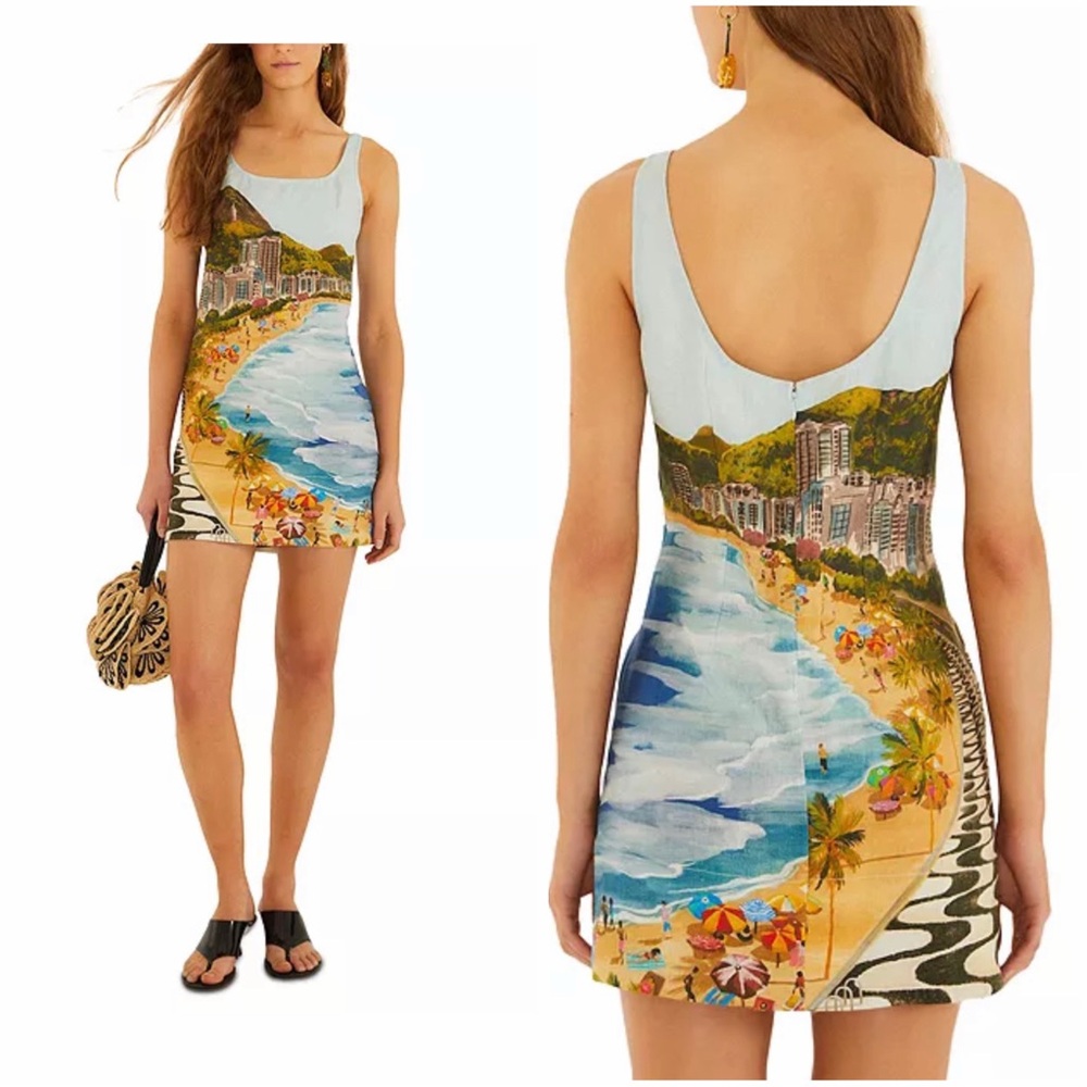 FARM Rio Copacabana Beach Linen Mini Dress